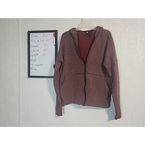 Adidas Womens Full Zip Hoodie Jacket sz Medium Red / Burgundy Speckle